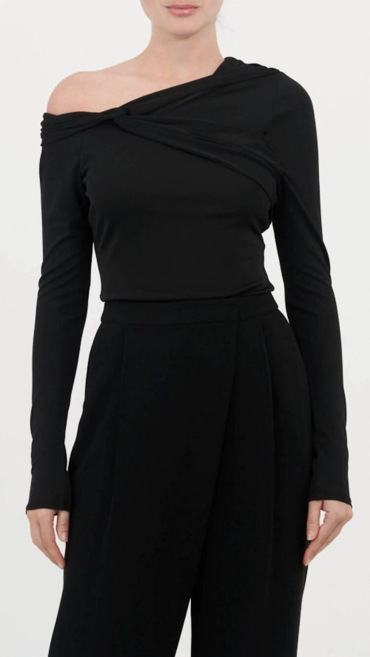 NEW CINQ A SEPT zaya long sleeve top in black